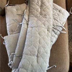 Pottery Barn Quilted Gray Bed Bumper